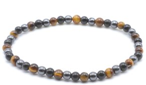 Bracciale Protezione Obsidiana Nera, Ematite, Occhio di Tigre perle 4mm