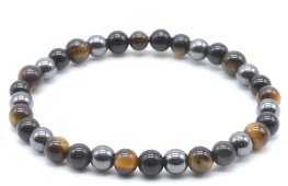 Bracciale Protezione Obsidiana Nera, Ematite, Occhio di Tigre perle 6mm