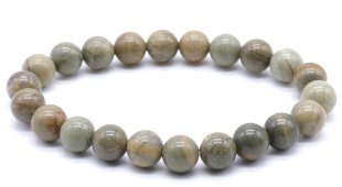 Bracciale Diaspro Foglia d'Argento perle 8 mm