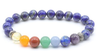 Bracciale Lapis Lazuli e 7 Chakra perle 8mm