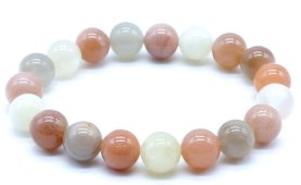Bracciale Perline Moonstone multicolore 10mm