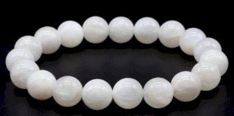 Bracciale in pietra di luna bianca 'AA' perline 10mm