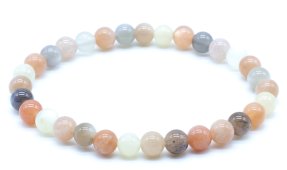 Bracciale Moonstone multicolore con perline da 6 mm