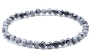 Bracciale Obsidian Snow perline 4mm