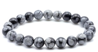 Bracciale Obsidian Snow perline 8mm