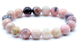 Bracciale in opale rosa perline 10mm