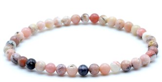 Braccialetto opale rosa perline 4mm