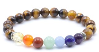 Bracciale Occhio di Tigre & 7 Chakra 8mm