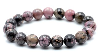 Bracciale 'Black Line' perle di rodonite 10mm
