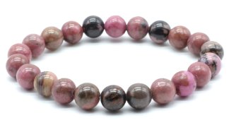 Bracciale 'Black Line' perle di rodonite 8mm
