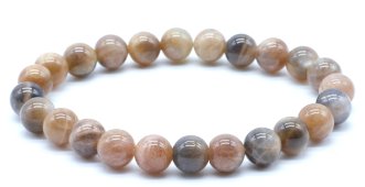 Bracciale in Pietra di Sole Nera 'AA' perline 8mm