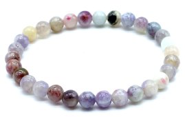 Bracciale in tormalina multicolore con perle da 6 mm