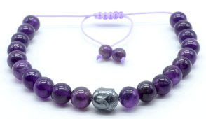 Bracciale regolabile con perline di ametista da 8 mm