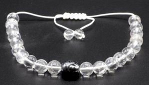 Bracciale regolabile con perle di cristallo di rocca da 8 mm