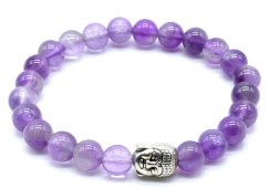 Bracciale 'Light' Ametista & Buddha perle 8mm