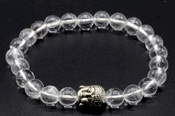 Bracciale Cristallo di Rocca & Buddha perle 8mm