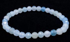 Bracciale in acquamarina con perline sfaccettate da 6 mm