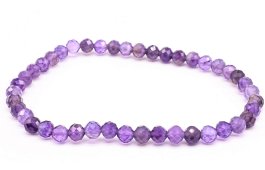 Bracciale in ametista con perline sfaccettate da 4 mm