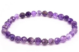 Bracciale in ametista con perline sfaccettate da 6 mm