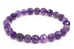 Bracciale in ametista con perline sfaccettate da 8 mm
