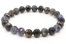Bracciale in cordierite con perline sfaccettate da 8 mm