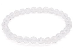 Bracciale in cristallo di rocca con perline sfaccettate da 6 mm