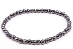 Bracciale in ematite con perline sfaccettate da 4 mm