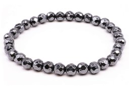 Bracciale in ematite con perline sfaccettate da 6 mm