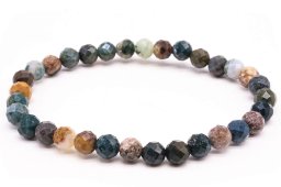 Bracciale in diaspro oceanico con perline sfaccettate da 6 mm