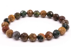 Bracciale in diaspro oceanico con perline sfaccettate da 8 mm