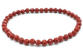 Bracciale in diaspro rosso con perline sfaccettate da 4 mm