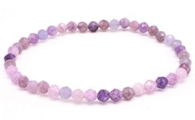 Bracciale in lepidolite con perline sfaccettate da 4 mm
