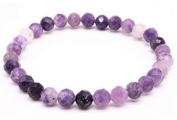 Bracciale in lepidolite con perline sfaccettate da 6 mm