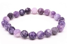 Bracciale in lepidolite con perline sfaccettate da 8 mm