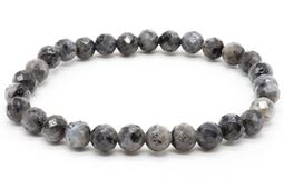 Bracciale in larvikite con perline sfaccettate da 6 mm