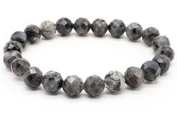 Bracciale in larvikite con perline sfaccettate da 8 mm
