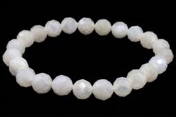 Bracciale in pietra di luna bianca con perline sfaccettate da 8 mm