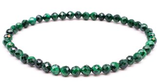 Bracciale in malachite con perline sfaccettate da 4 mm