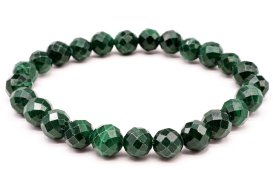 Bracciale in malachite con perline sfaccettate da 8 mm