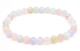 Bracciale in morganite con perline sfaccettate da 6 mm