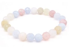 Bracciale in morganite con perline sfaccettate da 8 mm