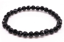 Bracciale con perle sfaccettate di onice nera da 6 mm