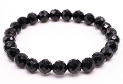 Bracciale in onice nera con perline sfaccettate da 8 mm