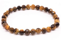 Bracciale in occhio di tigre con perline sfaccettate da 6 mm