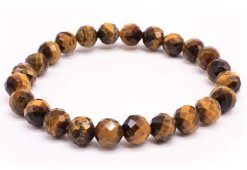 Bracciale in occhio di tigre con perline sfaccettate da 8 mm