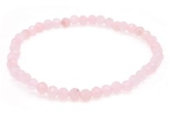 Bracciale in quarzo rosa con perline sfaccettate da 4 mm