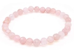 Bracciale con perle sfaccettate di quarzo rosa da 6 mm