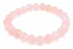 Bracciale con perle sfaccettate di quarzo rosa da 8 mm