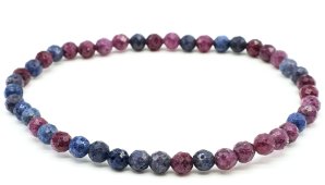 Bracciale in rubino zaffiro con perline sfaccettate da 4 mm