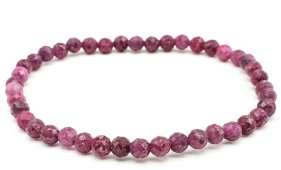 Bracciale in zaffiro rosso con perline sfaccettate da 4 mm